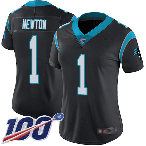 Carolina Panthers Limited Black Women Cam Newton Home Jersey NFL Football #1 100th Season Vapor Untouchable